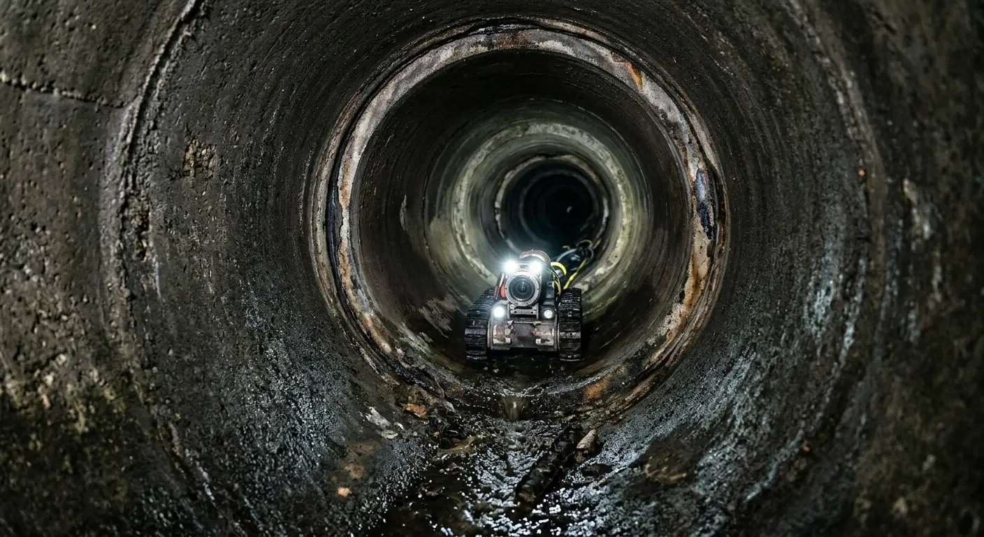 Robotic sewer camera inspecting pipe interior for Sewer Line Repair in Addison